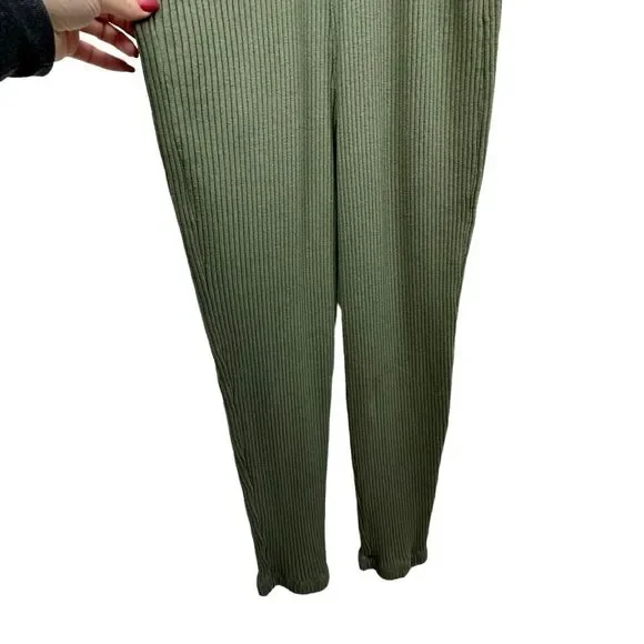 Fordays Renew Upcycled Rib Relaxing Romper Olive Green Jumpsuit - Picture 8 of 9